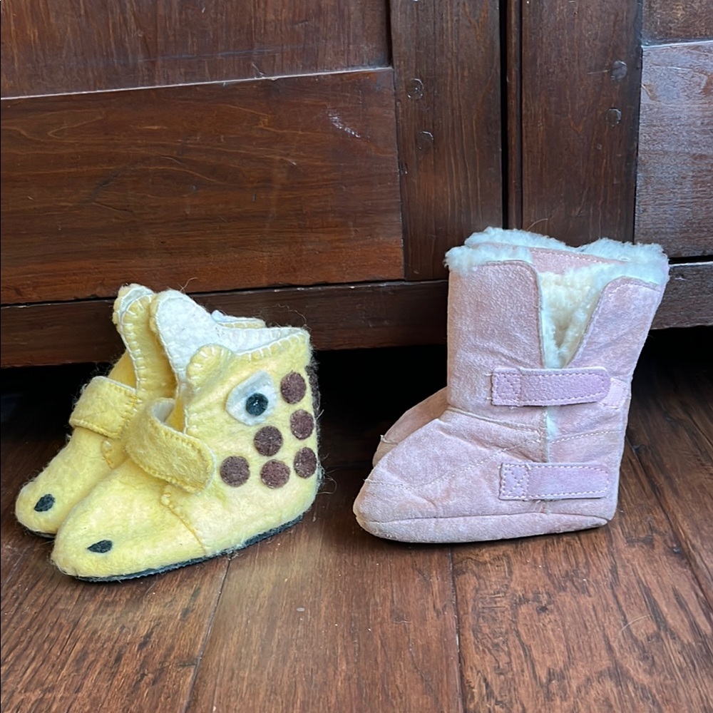 Natural Wool Booties Toddler Giraffe (2)